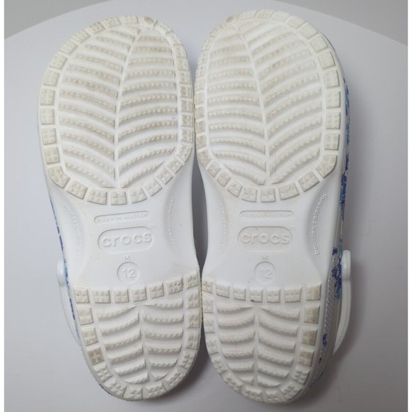 Crocs Men Size 12 Women 14 White Hawaiian Blue Flower Floral Graphic Clog 206376 - Picture 12 of 14